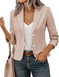 Women's Cropped Blazer Jacket - Lightweight Lined Suit Jacket with Classic Lapel Collar for Office and Casual Wear - Sma