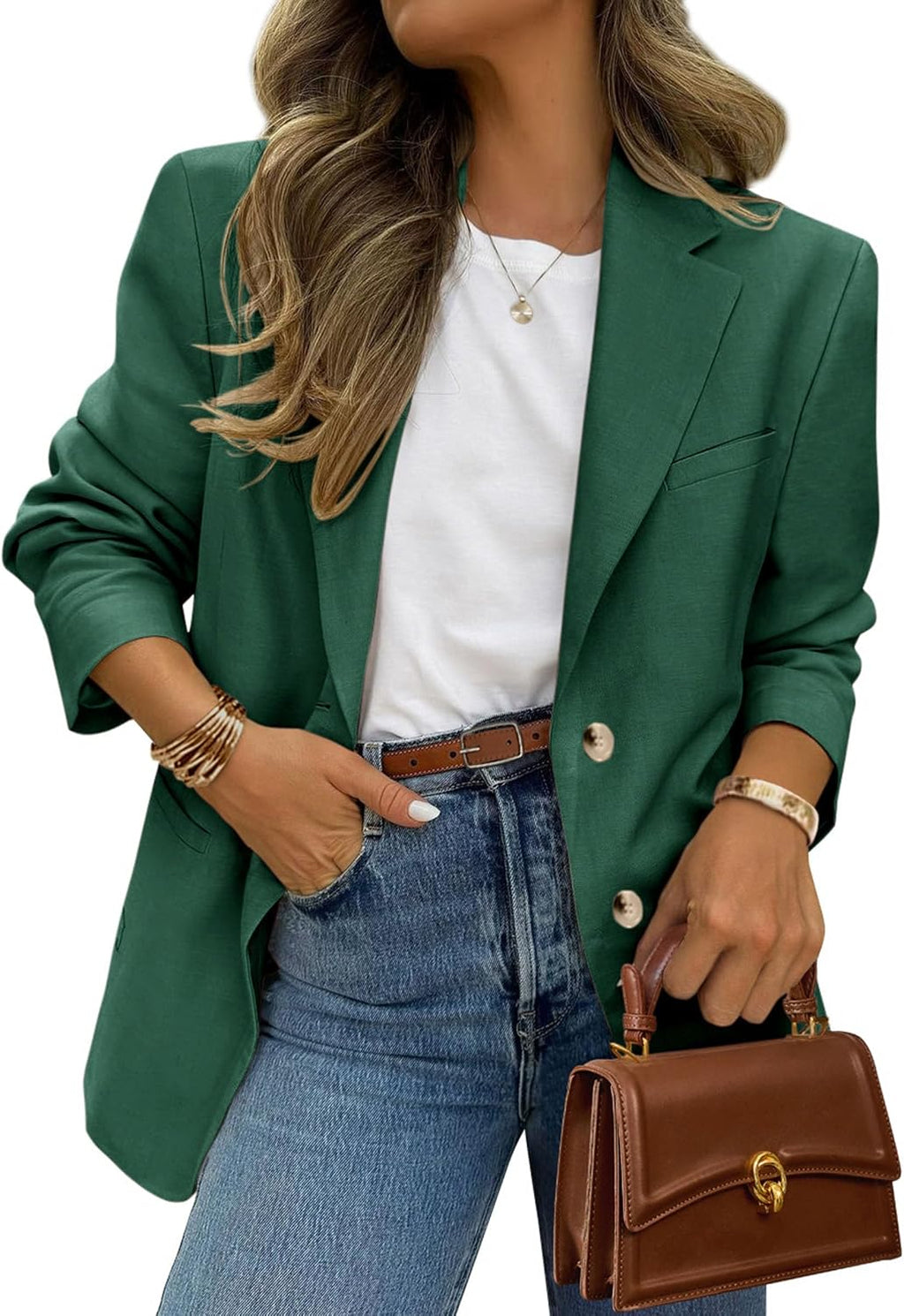 Women's Business Casual Blazer - Notch Lapel Suit Jacket with Button Down Front and Pockets for Office and Fall - Small 