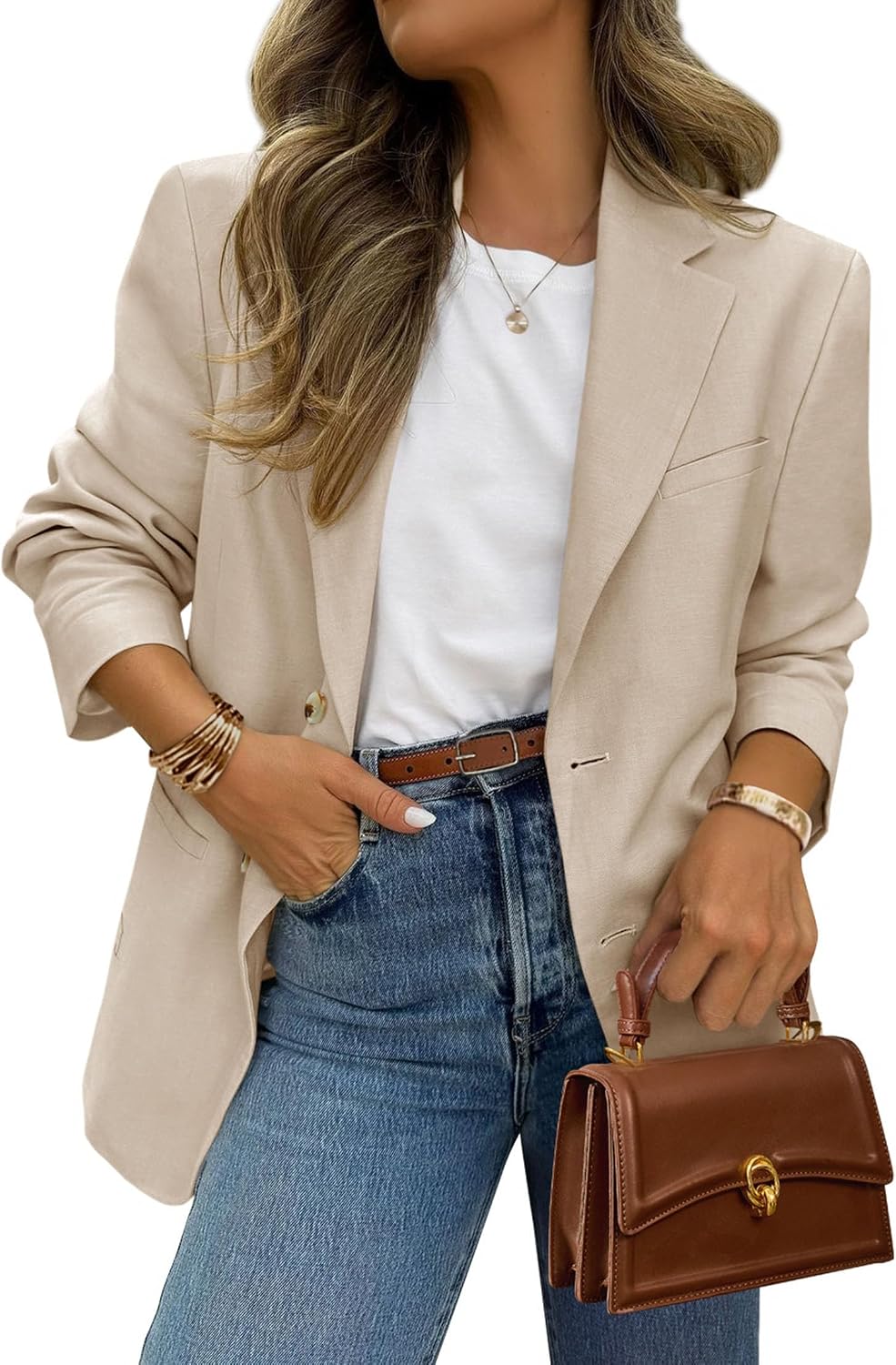 Women's Business Casual Blazer - Notch Lapel Suit Jacket with Button Down Front and Pockets for Office and Fall - Small 